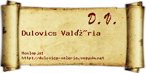 Dulovics Valéria névjegykártya